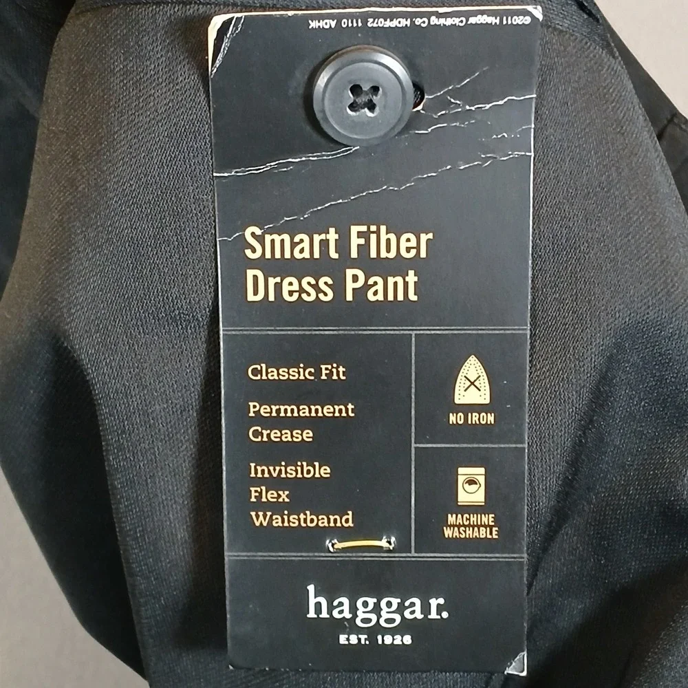 Haggar Smart Fiber Dress Pants Flat Front Classic Fit Black Men's 32X32 NWT